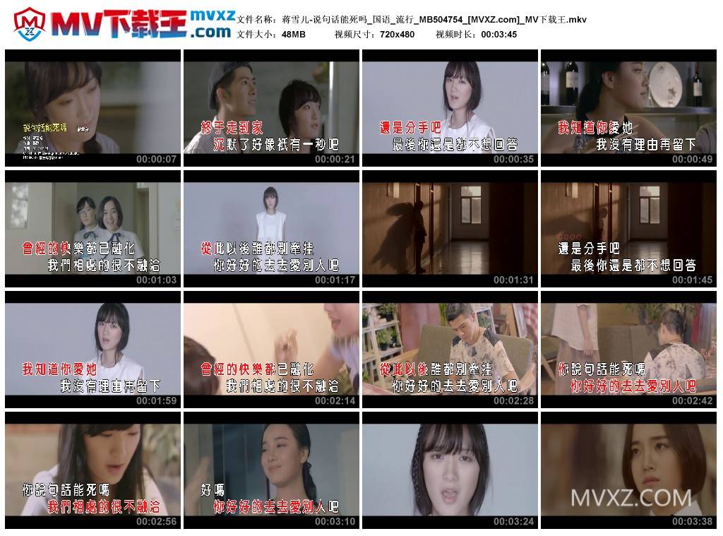 蒋雪儿-说句话能死吗_国语_流行_MB504754